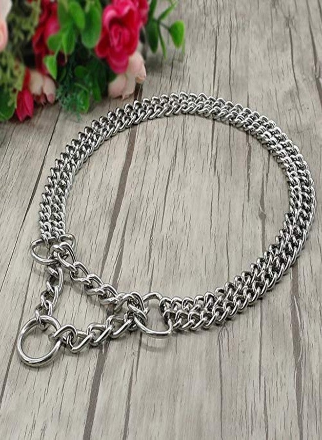 KsPups 2 Layer Dog Choke Chain I Martingale Collar -24 Inch Collar I Martingale Pinch Metal Stainless Steel Collar I for Training Walking Link Double Plated Choke Chain Silver - Image 3